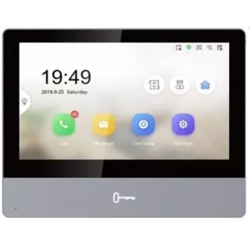 Video domofons Hikvision DS-KH8350-TE1 7 collu IPS skārienekrāns, PoE, SIP, MicroSD slots, 1024×600, alumīnija korpuss, melns