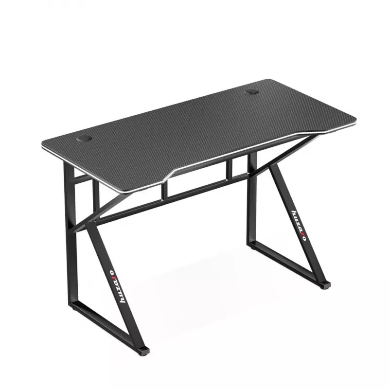 Spēļu galds huzaro Hero 1.6 Melns — taisna MDF/oglekļa virsma 1200×600×750 mm, metāla rāmis