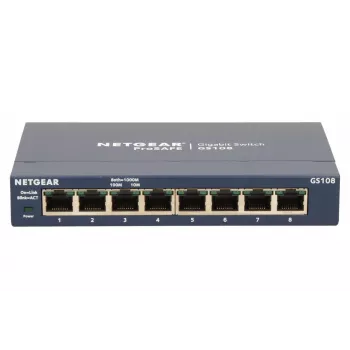 Nepārvaldīts slēdzis NETGEAR GS108GE, 8 porti, Gigabit Ethernet, 16 Gbit/s
