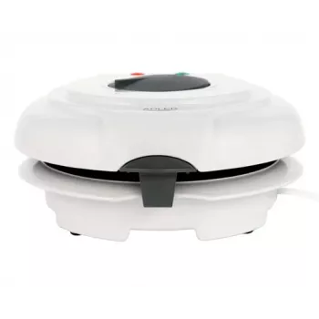 Vafeļu dzelzs Adler AD 3038 — apaļa vafele, 1500 W, regulējams termostats, nepiedegošas plāksnes, pelēks/balts