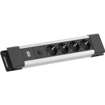 Pagarinātājs Bachmann CONNECTUS ar 3x CEE7 kontaktligzdām, 10 A, 2.0 m kabelis, C14 spraudnis, pelēks