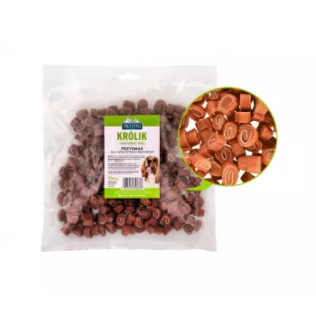 Suņu treniņu kārumi PETITTO Sushi trusis ar zivīm 500 g, olbaltumvielas 28%, tauki 7%, mitrums 23%