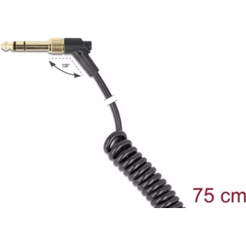 Audio kabelis DELOCK 85777 — 3,5 mm vīrietis uz 3,5 mm vīrietis, 0,75 m, melns, zeltīti kontakti