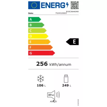 BEKO Ledusskapis B1RCNA404W, 203.5 cm, E klase, NeoFrost, AeroFlow, Balts