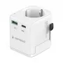 Ceļojuma barošanas adapteris GEMBIRD TPA-EU1A1C20-01-W 20W, USB-A 18W + USB-C 20W, Schuko kontaktligzda, ieeja 100–250V