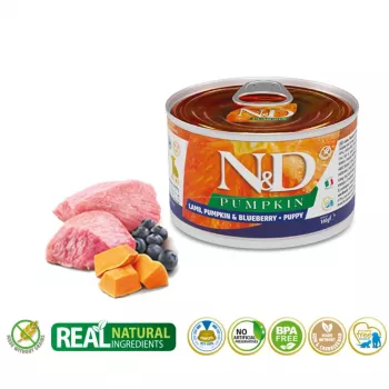 Farmina N&D Puppy Lamb & Pumpkin & Blueberry mitrā suņu barība 140 g