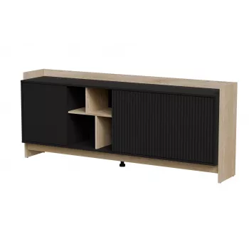 Cama PORTO 3D kumode 190x38x77 ozols/melns