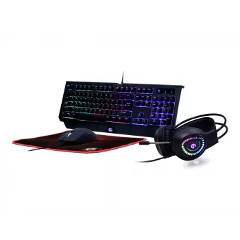 Spēļu tastatūra GEMBIRD GGS-UMGL4-01 pilna izmēra USB QWERTY 104 taustiņi US English ar peli, melna