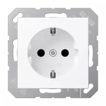 Kontaktligzda Type F Jung A 1520 BF WWM, 16 A, 250 V, termoplasts, balta, 55×55 mm