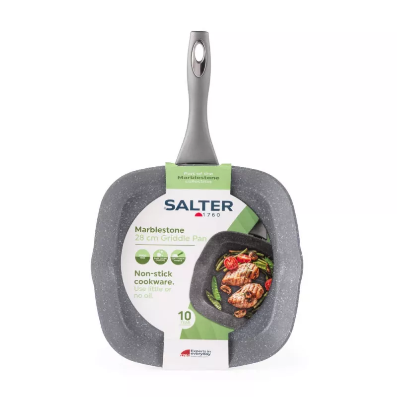 Salter 28 cm grila panna ar marmora nelipīgo pārklājumu