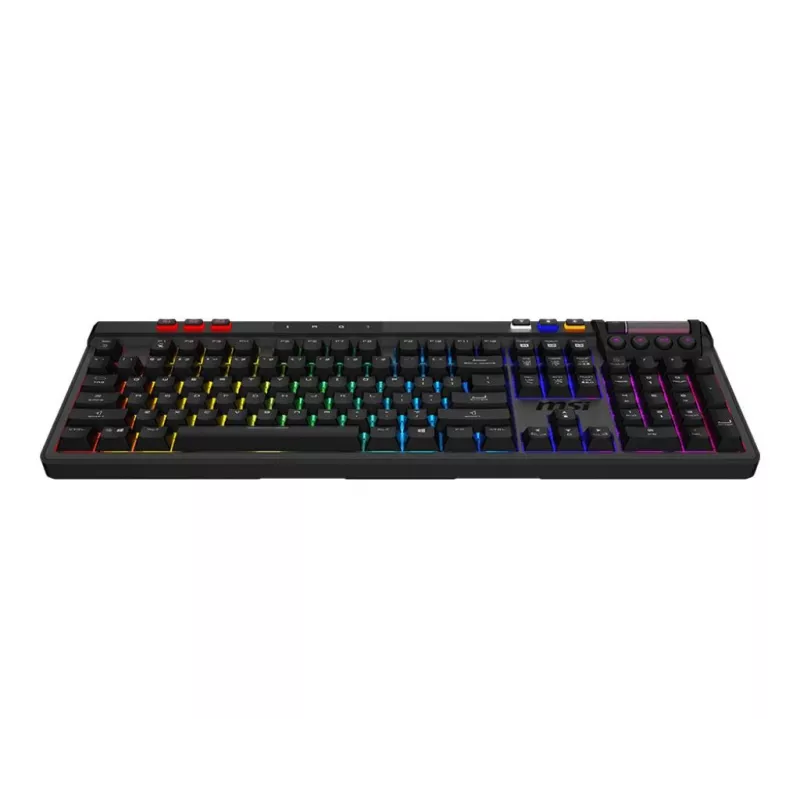 Mehāniskā spēļu tastatūra MSI Strike Pro W Silent US izkārtojums RGB fona apgaismojums, vadu, taustes klusie slēdži