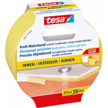 Tesa Masking Tape PRECISION INDOOR krāsotāja lente, 25m x 38mm, dzeltena