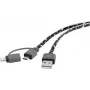 USB kabelis Renkforce RF4145364 — USB 2.0, USB-A uz USB-Micro-B un Apple Lightning