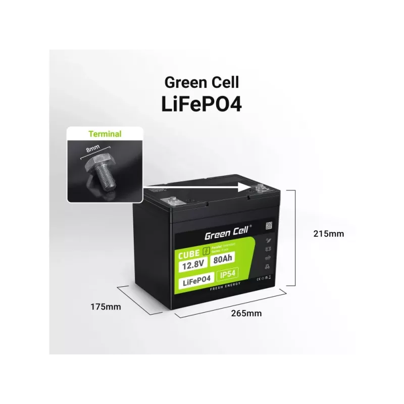 Green Cell LFPGC12V80AH UPS akumulators Litija dzelzs fosfāts (LiFePO4) 12.8 V