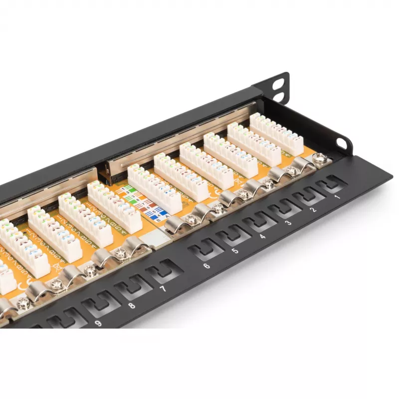 Patch Panel Digitus CAT 6 Class E Augsta Blīvuma Ekranēts Melns