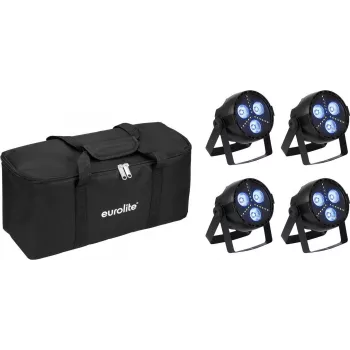 LED PAR gaismu komplekts EUROLITE 20000949 4x Hybrid Spot ar mīksto somu