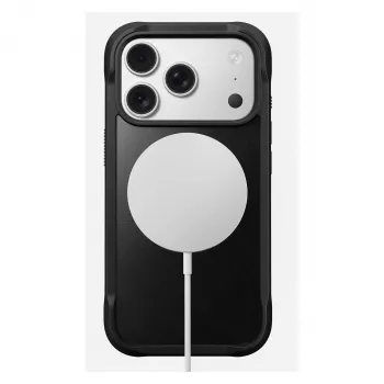 Mobilā telefona maciņš Nomad Rugged Leather Case Apple iPhone 17 Pro, āda/TPU/PC/alumīnijs, 16 cm (6,3 collu) ekrāniem, melns