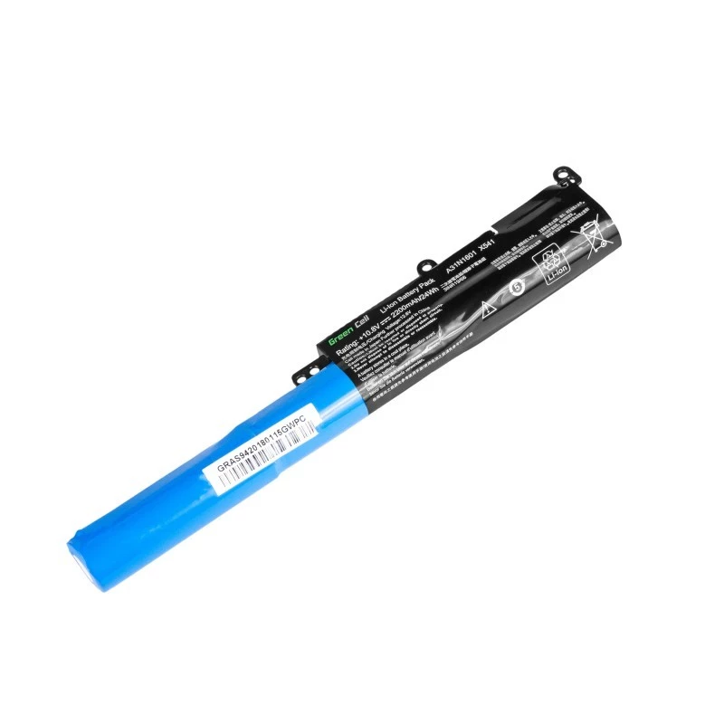 Green Cell AS94 portatīvā datora akumulators ASUS R541N R541S R541U Vivobook Max F541N F541U X541N X541S X541U (A31N1601), 11,1 V, 2200 mAh, Li-Ion, 3 elementi, melns