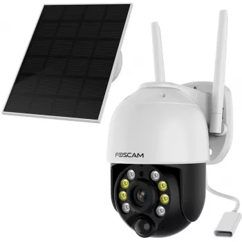 IP drošības kamera Foscam B4 Dome 4 MP (2560×1440), Wi‑Fi 2,4 GHz, IP65, Saules + Akumulators 5000 mAh, 355° panoramēšana, 90° sasvēršana