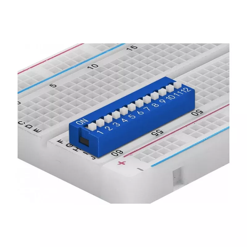 DIP slēdzis PCB DELOCK 66388, zila plastmasa, 10 gab., 31.9×9.9×5.5 mm