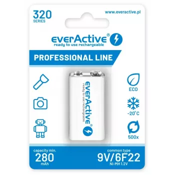 Akumulators everActive EVHRL22-320 9V NiMH prizmatisks 8.4V, 55 g, 48.5 mm