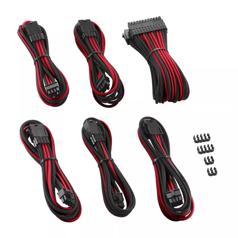 CableMod PRO ModMesh CM-PCAB-BKIT-NKKR-3PK-R pagarinājuma kabeļu komplekts, melns/sarkans