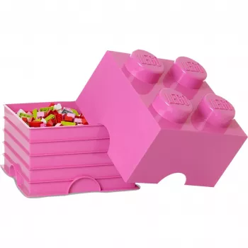LEGO Storage Brick 4 rozā – plastmasas saliekama glabāšanas kaste sīklietām