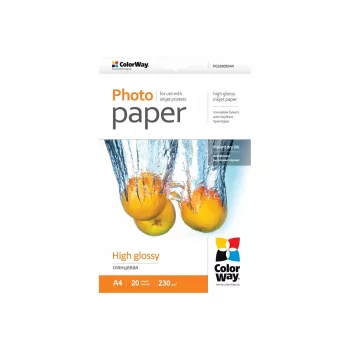 Foto papīrs Gloss ColorWay PG230020A4 A4 Balts 20 loksnes 230 g/m²