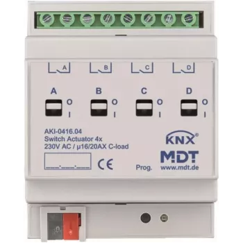 MDT AKI-0416.04 pārslēgšanas izpildmehānisms 4-kanālu 4TE REG 16/20A 230VAC C-Last Industrie 200µF