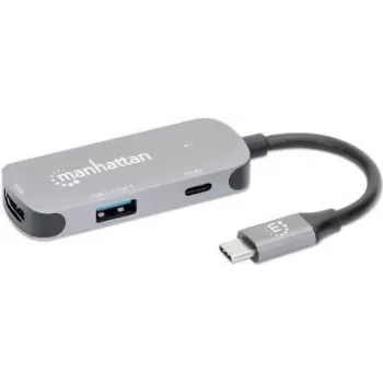 Manhattan 130707 Pieslēgvietu stacija klēpjdatoriem, USB 3.2 Gen 1 Type-C, alumīnijs (130707)