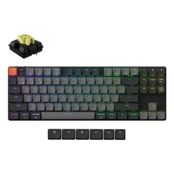 Mehāniskā 80% tastatūra Keychron K1X-B4 — USB + Bluetooth, QWERTY angļu, 87 taustiņi, RGB fona apgaismojums, Pelēka