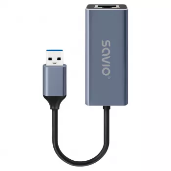 Tīkla interfeisa adapteris SAVIO AK-83 USB Type-A uz RJ-45 vīrišķais, 5 Gbit/s, melns