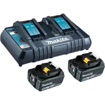 Makita akumulatoru lādētājs + 2 x akumulators - Li-Ion - 5 Ah - 2 x uzlāde (199482-2)