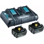 Makita akumulatoru lādētājs + 2 x akumulators - Li-Ion - 5 Ah - 2 x uzlāde (199482-2)