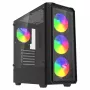 PC korpuss Cube SAVIO Noctis Glass RGB — Melns, ATX/Micro-ATX, 210×410×450 mm, 3×120 mm priekšējie ventilatori