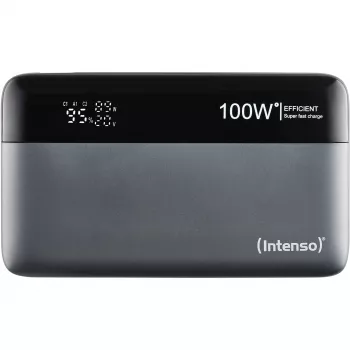 Power bank Intenso 7350050 — 20000 mAh, 1× USB-A + 2× USB-C, 100 W kopējā jauda, melns/pelēks