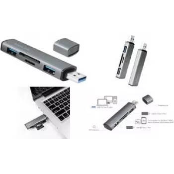 LogiLink UA0394 USB 3.2 Gen 2 Hub ar Alumīnija Korpusu un Iebūvētu SD Kartes Lasītāju