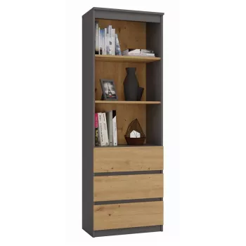 Biroja grāmatplaukts top e shop RS-60 ANT/ART KPL — 3 plaukti, skaidu plātne, 600×350×1800 mm