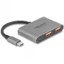 USB centrmezgls DELOCK 64337 — USB 3.2 Gen 2 Type-C, 3 porti (Type-C + 2× Type-A), 10 Gbit/s, pelēks, metāla korpuss