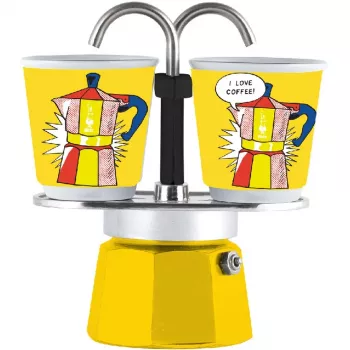 Bialetti Mini Express 0001405 kombinētā kafijas automāts, dzeltens, 2 tases