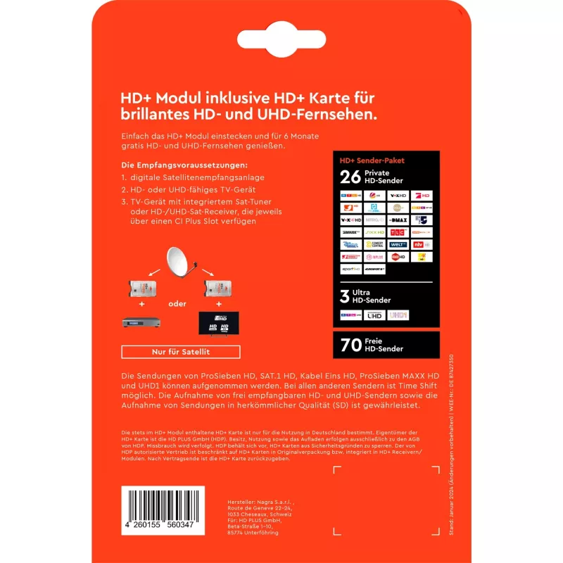 HD+ modulis ar 6 mēnešu HD+ kanālu paketi