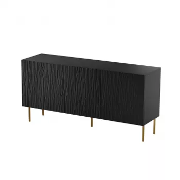Skaplis cama meble JUNGLE 1520×405×745 mm matēts melns ar zelta kājām, skaidu plātne