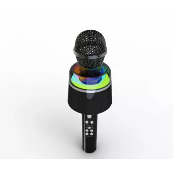 Bezvadu karaoke mikrofons Gembird GMB Audio MICBT-01-BK ar iebūvētu skaļruni un LED apgaismojumu