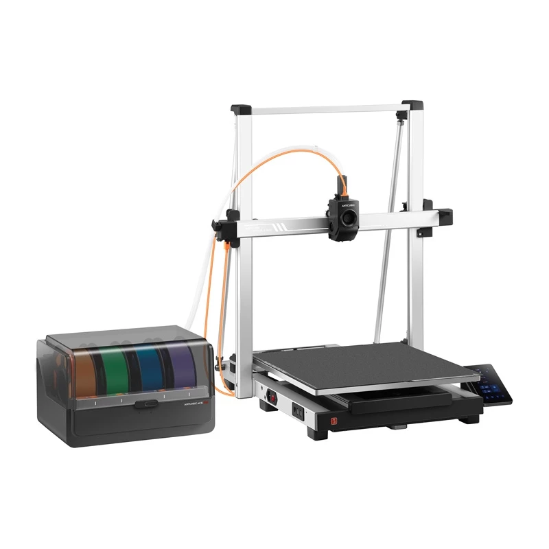 3D printeris AnyCubic Kobra 3 Max Combo — darba lauks 420×420×500 mm, PETG/PLA, maks. sprausla 300°C, pamatne 90°C, Wi-Fi