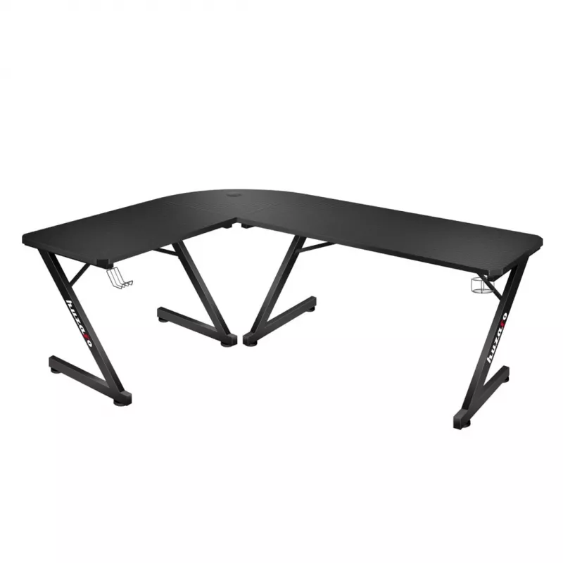 Stūra galds Huzaro Hero 7.0 Melns – oglekļa šķiedras virsma 1540×1170×725 mm, alumīnija rāmis, 1.5 cm biezums