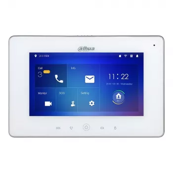 Domofona aksesuārs DAHUA VTH5221DW-S2 — 7 collu 1024x600 displejs, Wi-Fi 802.11b/g/n, 10/100 Mbps LAN, 7W, balts