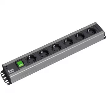 Strāvas sadales bloks Bachmann 300.003, 6 AC kontaktligzdas, 2U, melns/pelēks