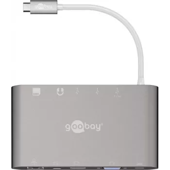 Goobay USB-C™ Multiport-Adapter - All in 1 - Alumīnijs - Sudrabs (62113)