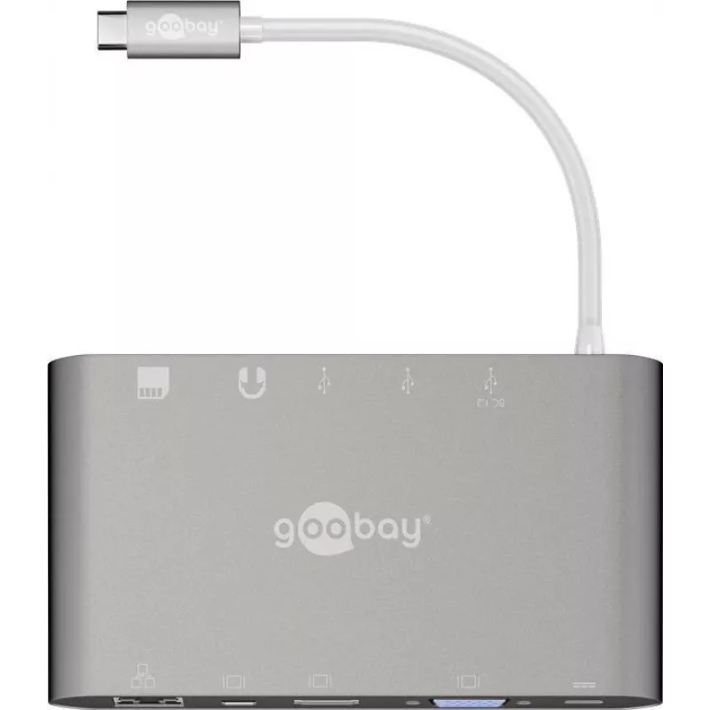 Goobay USB-C™ Multiport-Adapter - All in 1 - Alumīnijs - Sudrabs (62113)
