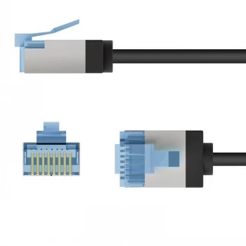 Goobay Ultra-Flexible CAT 6A Patch Cable slim U/FTP melns - īpaši īss spraudnis (74316)